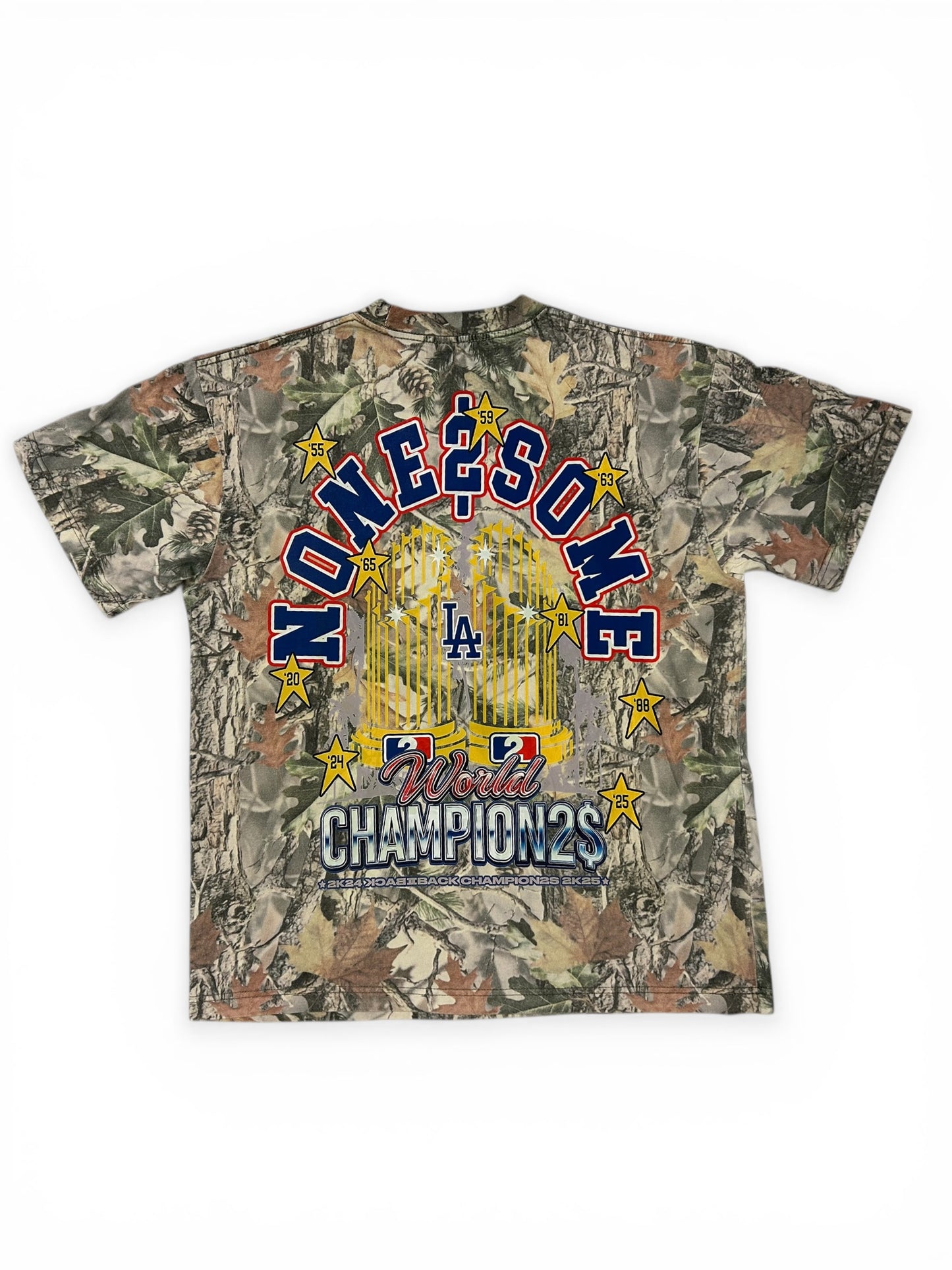 WORLD CHAMPION2$ TROPHIES T-SHIRT (Green Tree Camo)
