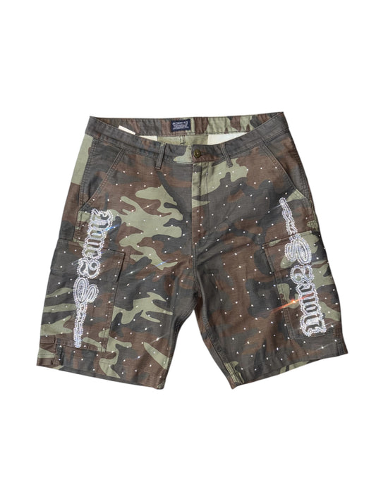 NONE2SOME CARGO SHORTS RHINESTONES