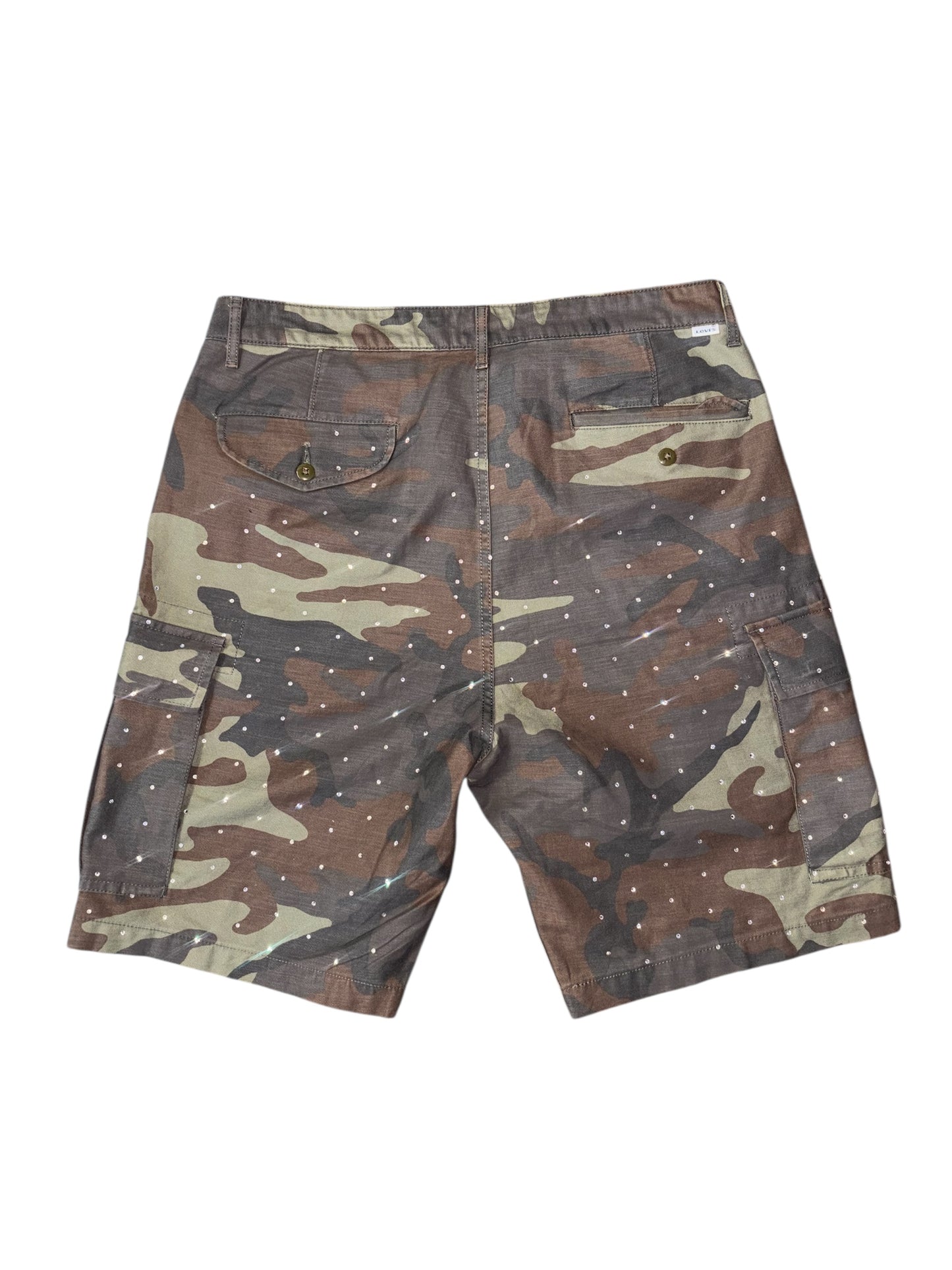 NONE2SOME CARGO SHORTS RHINESTONES